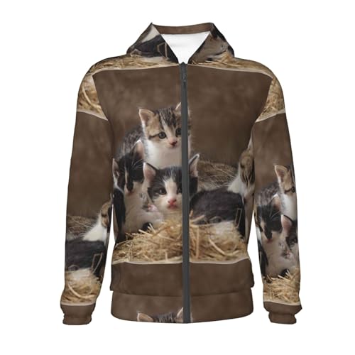 Cat Family Kids Pullover Hoodies Boys Zip Up Sweatshirts Girls Athletic Clothes with Pocket2