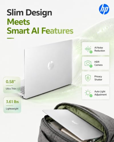 Image of HP OmniBook 3 16 inch Laptop PC, 2K IPS Touchscreen, AMD Ryzen 5 40, 8 GB LPDDR5 RAM, 512 GB SSD, AMD Radeon 610M GPU, Windows 11 Pro, Wi-Fi 6, Glacier Silver