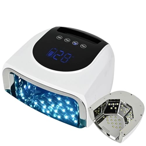 Lámpara UV LED para uñas, Lámpara de uñas portátil con base extraíble 96 W, secador esmalte gel, máquina manicura luz UV LED(30D)