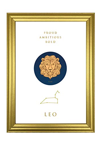 "NA" Iconic Star Sign Prints Zodiac Astrology Series 300 g/m², acabado laminado de seda (oro - Leo, 297 x 210 mm)