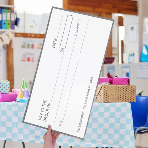 Housoutil Gros Faux Chèque, Chèque Géant Effaçable à Sec En Papier Couché, Accessoires Factice Waterproof Pour Animations De Fête Mariages Et Anniversaires Fête D'halloween Et De Noël – vue 9