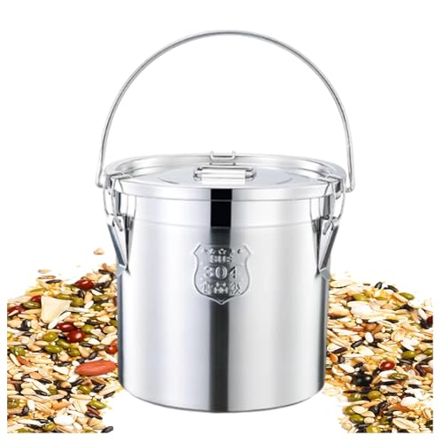 Contenitori in acciaio inox con coperchio, serrature e manico, contenitori multiuso per cereali, farina, riso, spezie
