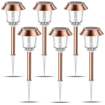 XMCOSY+ Solar Pathway Lights Outdoor - 6 Pack Solar Lights Outdoor Waterproof, 10-40 LM Dimmable Auto On/Off Solar Outdoor Lights Yard Garden Walkway Driveway (Warm White)