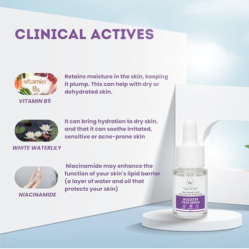 Image of Wise & Secrets Niacinamide Face Serum 10ml Vitamin B5 & White Waterlily Extract,Skin Brightening, Hydration & Pigmentation Control Reduces Dark Spots Fine Lines & Pores Lightweight Serum for All Skin