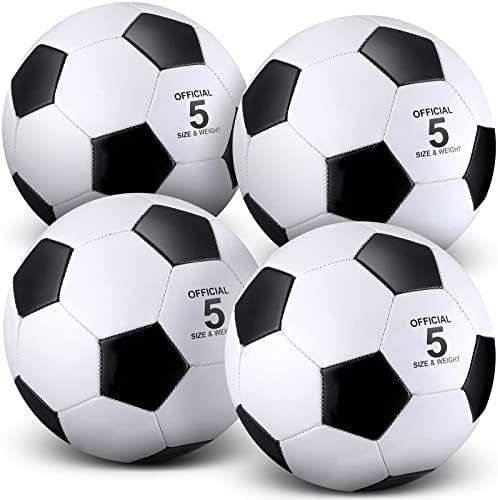 HyDren 4 Pack Soccer Ball with Pump Size 4, Size 5, Girls Pink Sport Soccer Ball for Game Training Practice Youth Adult Soccer Players Boys Girls (Elegant, Size 5), White