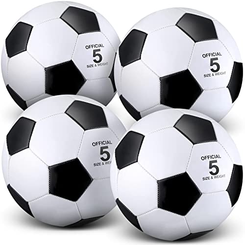 Hydren 4 Pack Soccer Ball With Pump Size 4, Size 5, Girls Pink Sport Soccer Ball For Game Training Practice Youth Adult Soccer Players Boys Girls (Elegant, Size 5), White #TOP16