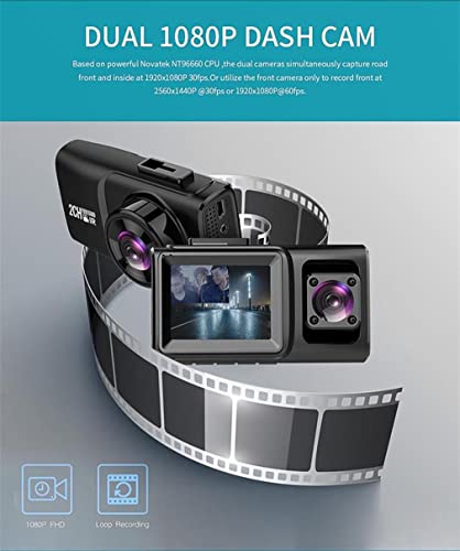 XRC TECH Mini Dash Cam Dual Channel frontal e no carro 1080p + 1080p grande angular com rastreador G