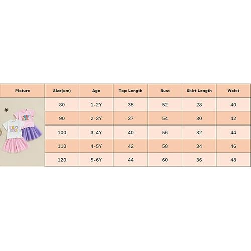 Baby Mädchen Geburtstag Outfit Kurzarm Brief Stickerei T-Shirt Mit Regenbogen Tüll Rock Baby Mädchen Geburtstag Prinzessin Tüllrock Geburtstag Spitzen Tutu Rock Outfit (Rosa-C, 4-5 Years)