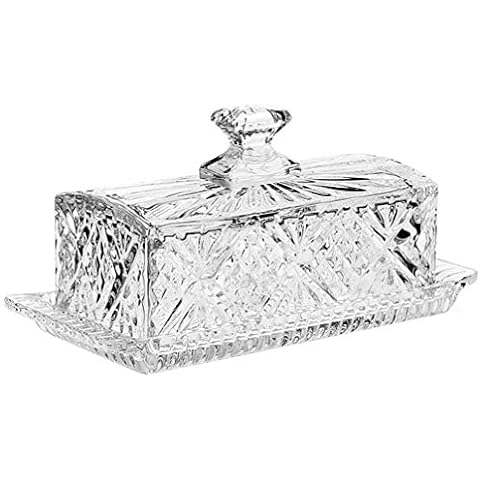 Lurrose Butterdose aus Glas mit Deckel und handlichem Griff Cover