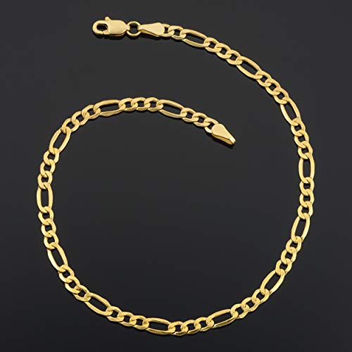 Kooljewelry 10K Yellow Gold Figaro Link Bracelet (3.5 Mm, 8.5 Inch) #TOP1
