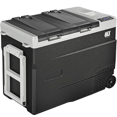 EUHOMY 12 Volt Refrigerator, 58QT Usable Dual Battery Car Refrigerator Dual Zone, Electric Cooler 12/24V DC & 120-240V AC, Car Fridge -4?~68?, Portable Freezer with Wheels for Camping, Truck, Travel