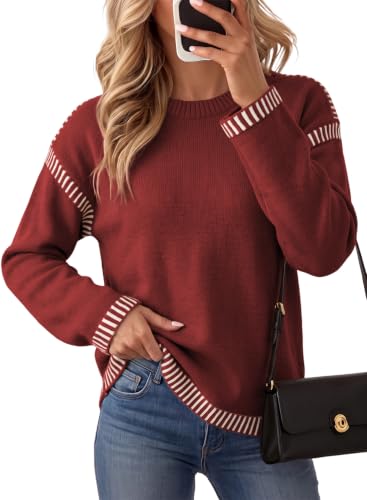 Image of Dokotoo Sweaters for Women Oversized Crewneck Long Sleeve Knit Sweater Tops