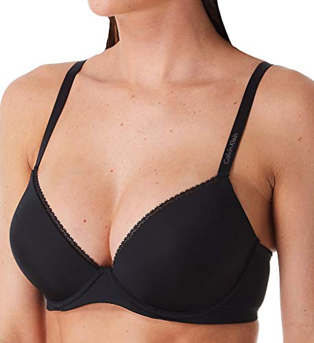 Calvin Klein Women's Seductive Comfort with Lace Demi Bra, Black, 32D