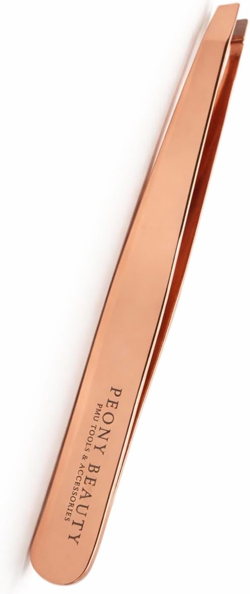 Professional Slanted Tweezers for Eyebrows in Rose Gold Finish