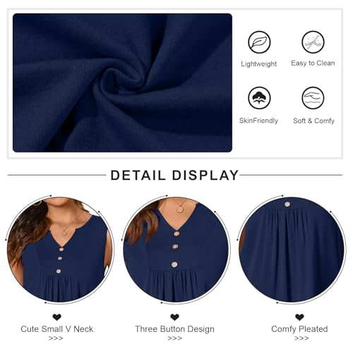 CATHY Womens Summer Sleeveless Tank Top V Neck Button Blouse Casual Pleated Basic Henley Shirts, L, Sleeveless Flower Multiple Orange by CATHY - Used condition - US$11.55