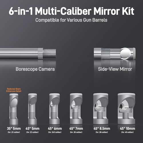Teslong Rifle Borescope for Phone & PC, USB C Gun Bore Scope Cleaning Camera with Lights & Mirror Set, Fits .20 Caliber & Larger, Rigid Probe, Compatible with iPhone 15/16 & USB-C Android Devices