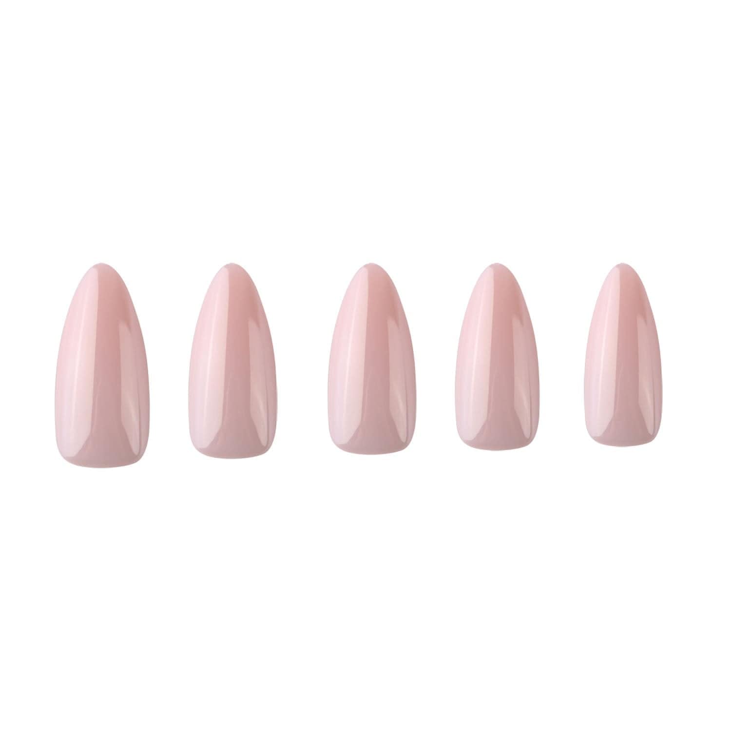 Maniology Press-On Nails, Reusable False Nail Tips, Classic and Timeless Manicures (Nude, Medium Almond)