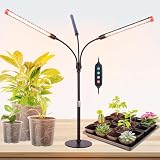 FECiDA 2026 3Head Table Top Grow Lights for Seed Starting, Indoor Plants, Bonsai, 27 Watt Power Draw, NO Need Adapter, 4/8/12/16/20H Timer, 16"-24" Height Adjustable