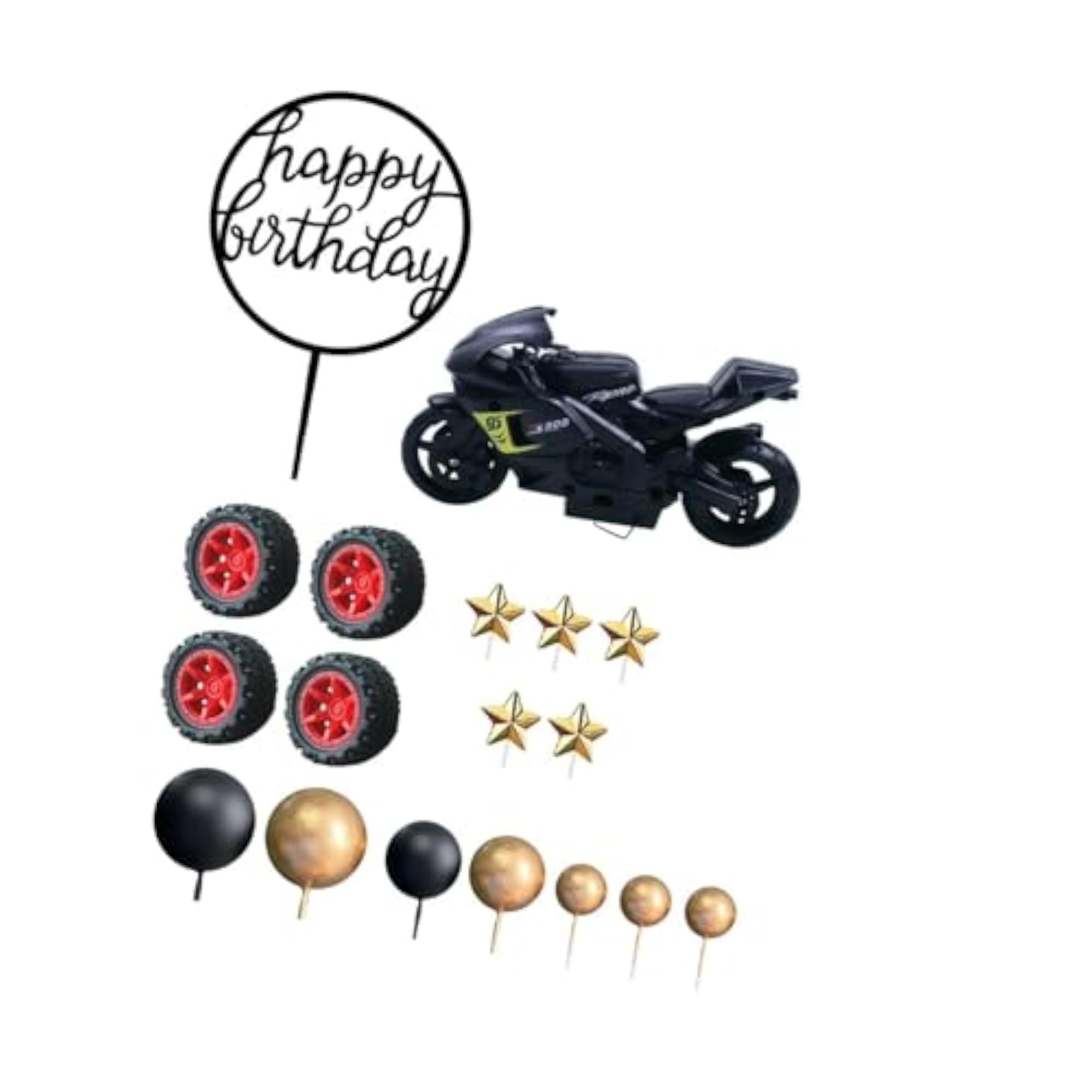 Motorcycle Happy Birthday Cake Topper for Men & Boys