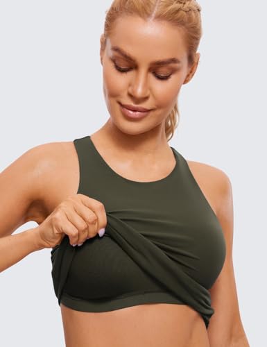 Image of CRZ YOGA Butterluxe High Crew Neck Tank Top | Light Support, Built in Bra, Removable Pads, Yoga, Extremely Soft, Racerback, for Women