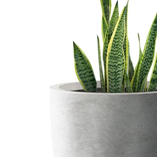 Kante 18 Inch Dia Round Concrete Planter, Indoor Outdoor Large Plant Pot with Drainage Hole and Rubber Plug for Home Patio Garden, Natural Concrete by Kante - Image 2