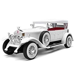 RZAPE Model Car Kits Adults and Boys 1/24 Diecast Cars Phantom Generation Vintage Car Collectibles,Die Cast Metal Pull Back Cars with Lights and Sounds,Toy Cars for Boys Age 3-12（White）