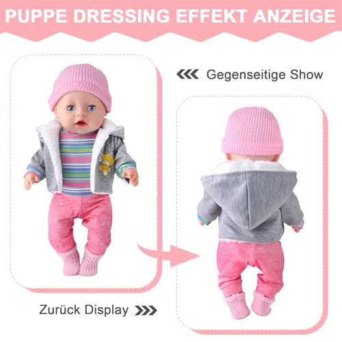 Ubranie dla lalek 36 cm, sukienki dla lalek 36 cm, ubranka dla lalek, ubranka dla lalek, kombinezon śniegowy, lalka, 36-43 cm, z płaszczem, bluzką, spodniami, kapeluszem i skarpetkami dla dziewczynek