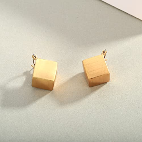 Cute Square Brushed Drop Earrings 18K Gold Plated Geometric Dangle Earrings For Women Gift 2Cm #TOP5