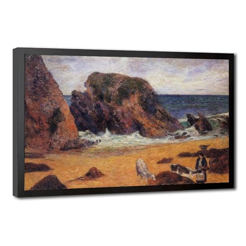 Impression sur toile de Paul Gauguin vaches mer 50x76 cm cadre suspendu bureau
