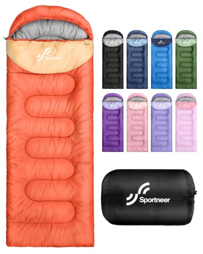 Sportneer Sleeping Bag for Adults & Kids, Cold Weather & Warm Waterproof Camping Sleeping Bag, Compact Portable for Camping Hiking & Travel