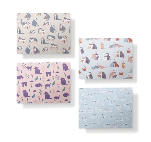 Image of Twigs Paper Note Cards - 12 Assorted Cat Pattern Designs with Envelopes - Made in the USA - Eco-Friendly Blank Cards for Everyday Correspondence - 5.5 x 4.25 Inches