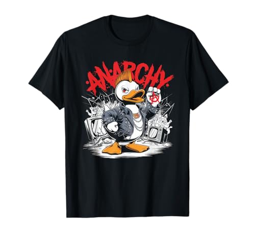 Tshirt Punk Da Uomo Duck Rock Ducker Anarchy Punker Maglietta