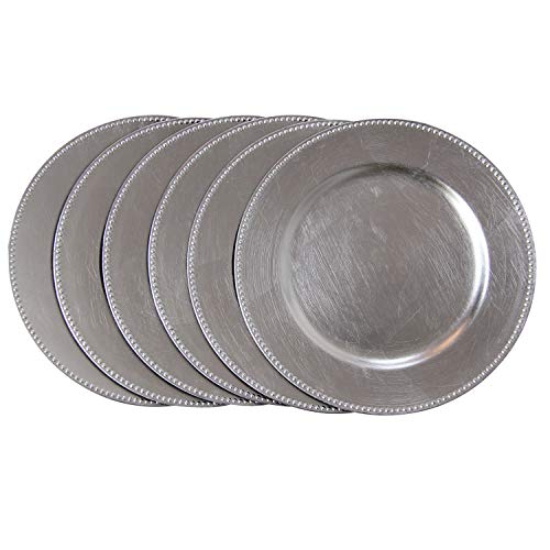 Platos de carga redondos plateados de plástico 33 cm x12 miniatura 5