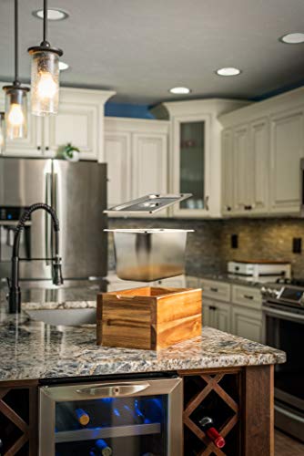 Bellemark Kitchen Compost Bin- 1.6 Gal. Rust Proof Stainless Steel Insert, Countertop Compost Bin With Lid And Acacia Wood Box- Large Compost Bin Kitchen #TOP3