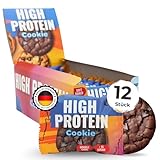 HANS Brainfood High Protein Cookie Schokolade 420g (12x35g) mit weniger als 1 Gramm Zucker und 8g Protein pro Cookie - Proteinriegel, Low Carb, Schoko - Protein-Bar ohne Zucker