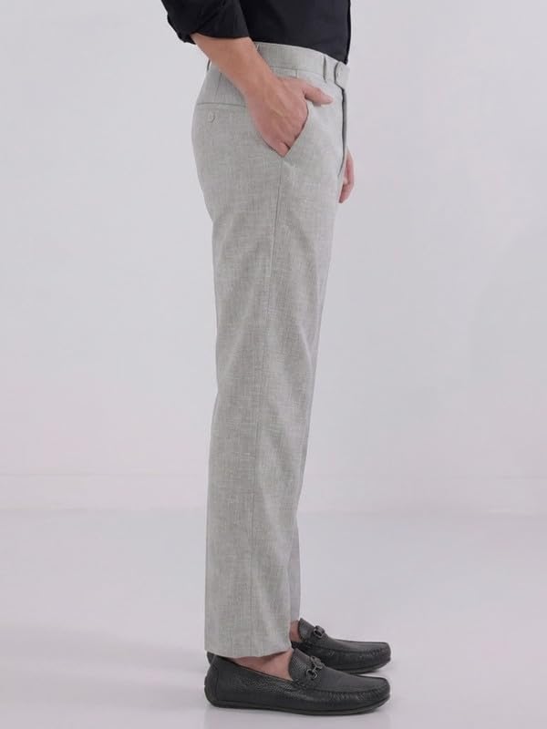 Image of TAHVO Men's Slim Fit Linen Tailored Trousers