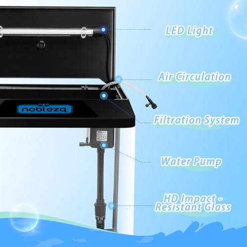 Miniatura 3 de Nobleza - Acuario 30l Con Filtro Integrado Y Luz Led, Pecera De Cristal Completa Para Peces, Acuario De Iniciación Para Hogar Y Oficina - Negro