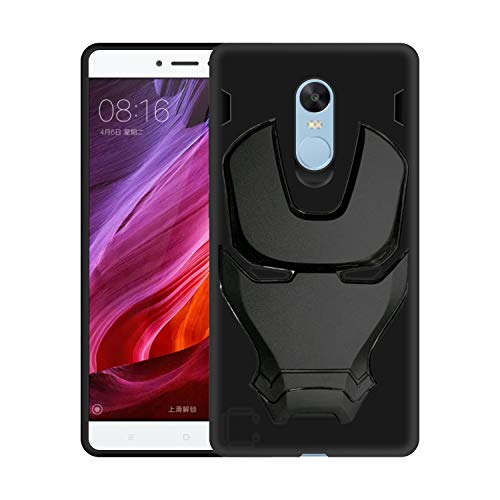 Image of COVERLY Official 3D Touch Feel Trending Avengers Logo Mask Soft Rugged Grip Iron Man Super Power Cartoon Movie Engraved Silicone Matte Back Cover for Xiaomi Redmi Note 4 - Black