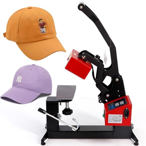 Warmtepersmachine, sublimatiedrukmachine voor hoeden met LCD-bediening, temperatuurbereik van 0 ° C - 200 ° C en timer van 0-999 s, hittepers met clamshell-ontwerp voor petten en baseballpetten