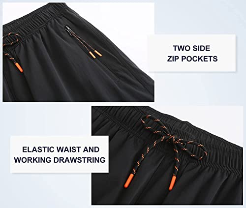 Hodosports Mens No Liner Swim Trunks Quick-Dry With Zipper Pockets Black #TOP5