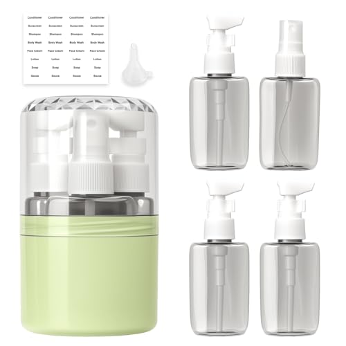 Xiuxhae Dunkle 4-in-1 Reiseflaschen Zum Befüllen Set, Reise Gadgets Flugzeug 50ml pumpspender Mit Etikettenaufklebern, Travel essentials reiseset Stabil Wasserdicht Auslaufsicher Für Reise Büro