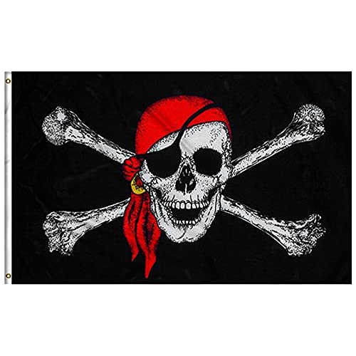 GAKA FAVOR 150x90 cm Piraten Flagge - Flagge Pirat mit Kopftuch,Jolly Roger Flag für Piratenparty Halloween Outdoor Decor