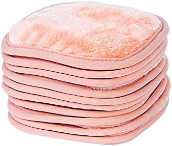 Eurow Reusable Makeup Remover Cloths, Soft Microfiber Face Towels for All Skin Types, Chemical-Free, Protective, Machine Washable, Gentle & Effective Facial Cleansing, 5"x5", Coral, 10-Pack