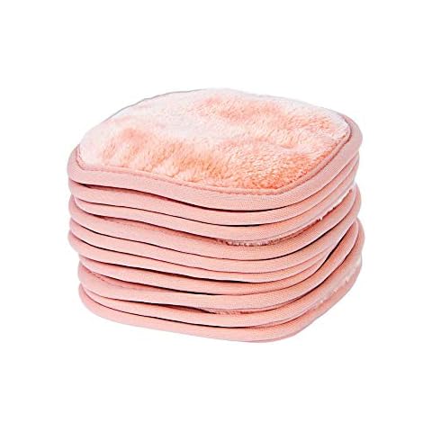 Eurow Makeup Removal Cleaning Cloth, Washable and Reusable, 5 by 5 Inches, Coral, Pack of 10 Cover
