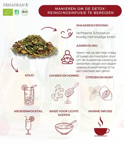 Frisafran | Infuso Detox Purificante Bio Sfuso 200G | Digestivo | Tisana Drenante Con Effetto Diuretico | Proprietà Disintossicanti | Antiossidante Naturale | Senza Additivi | Tisana Detox Dimagrante - 5