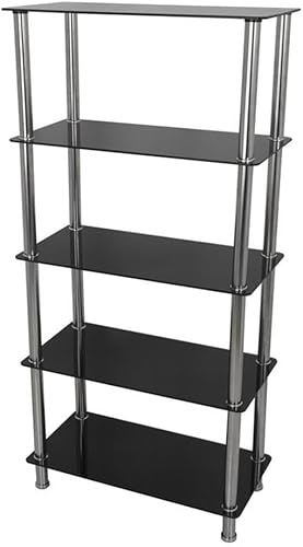 Miniatura 4 de AVF Estantería alta de 5 niveles de acero y vidrio de transición en negro/cromo