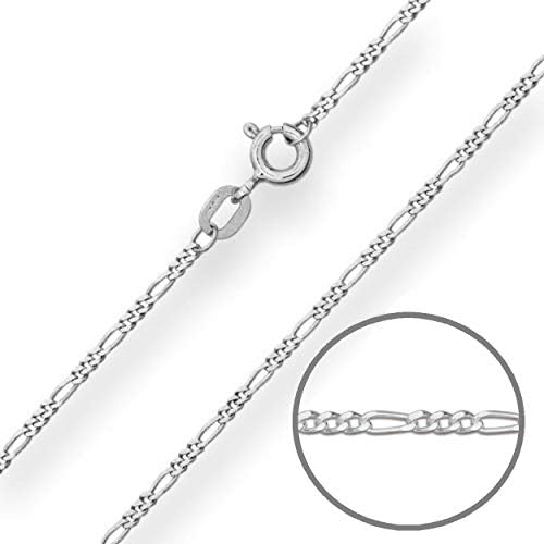Designer Inspirations Boutique 925 Sterling Silver 1.2/1.55/2.1 MM Diamond Cut Figaro Chain Necklace for Women Men Unisex - 16" 18" 20" 22" 24" Inch