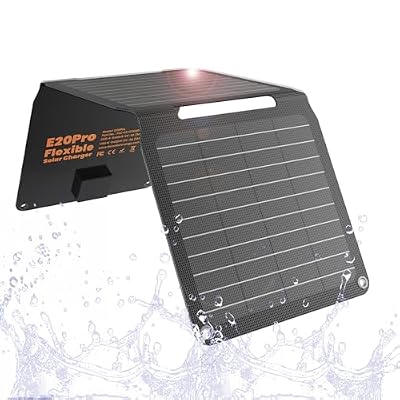 FlexSolar 20W Solar Panel Charger 5V USB-A USB-C Output Portable Foldable Small Power IP67 Waterproof Camping Backpacking Hiking Emergency for Phones Power Banks Flashlight Fans