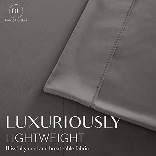 Danjor Linens Bed Sheet Set King Size for Hot Sleepers, Hotel Premium Sheets with 4 Pillowcases, Lightweight Brushed Microfiber Deep Pockets, Breathable Cooling 6 Piece Bedding Sets, Gray by Danjor Linens - Used condition - Image 3