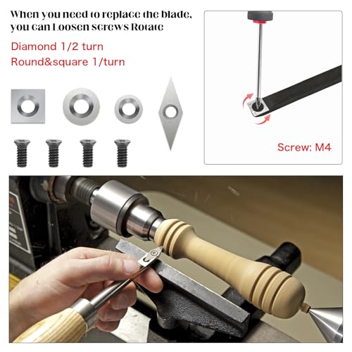Forhandy 12 Stück Wendeschneidplatten Holz, Drechselwerkzeug Hartmetall, Wendeplatten Drechselzubehör (12)